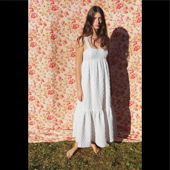 maxi dress floral sleeves Women's Rose Floral Print Tiered Long Sleeve Maxi Dress XS / Pink